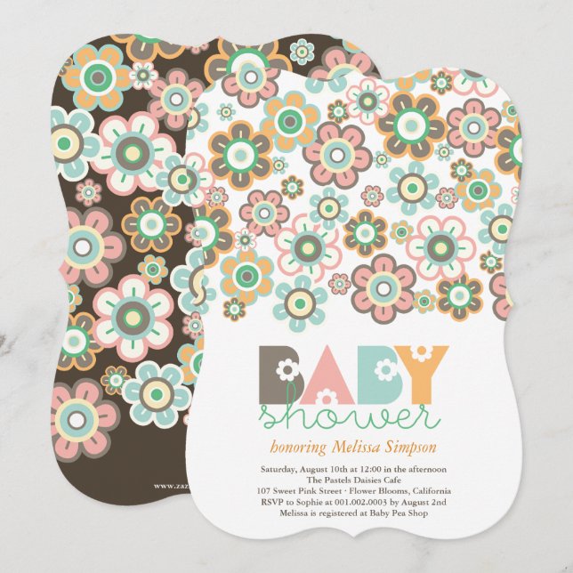 Pastels Daisies Flowers Blooms Baby Shower Invite (Front/Back)