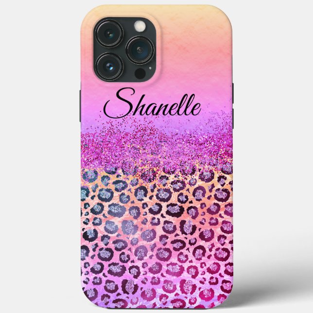 Pastels Glittery Silver Leopard  Personalised   Case-Mate iPhone Case (Back)