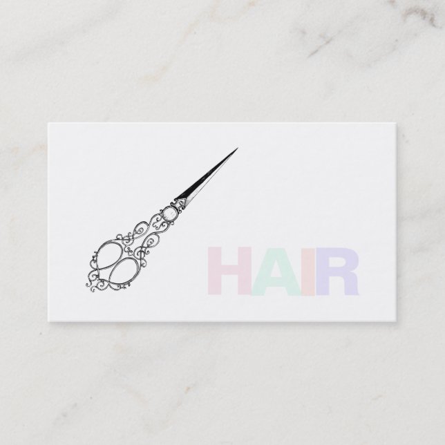 *~* Pastels HAIR Simple Minimal Antique Scissors Business Card (Front)