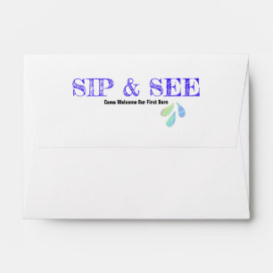 Pastels Inside Purple "Sip and See" on Flap Envelope