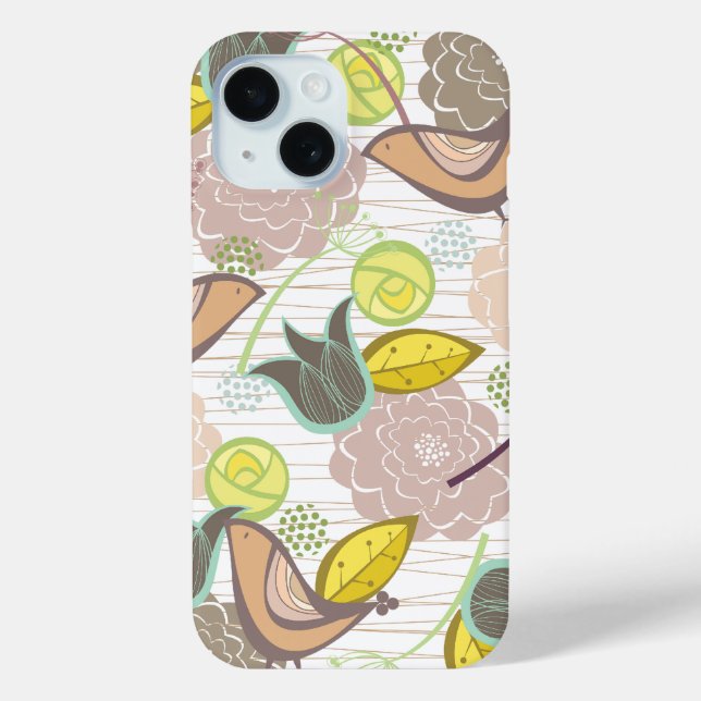 Pastels Pink Sweet Birds Floral Garden Blooms Chic Case-Mate iPhone Case (Back)