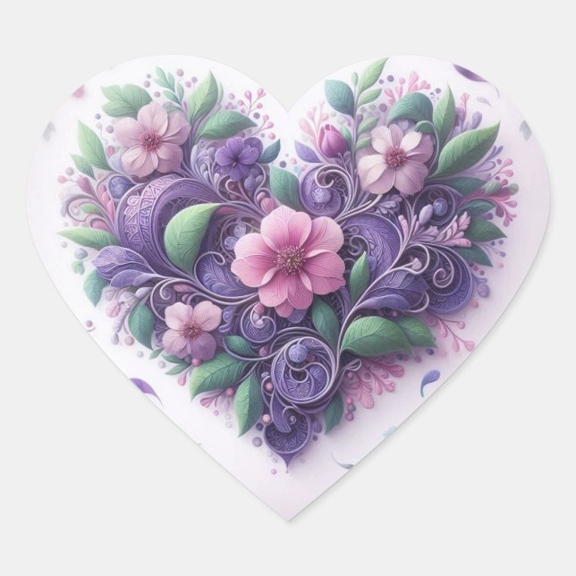 Pastels Scrolly Heart Sticker (Front)