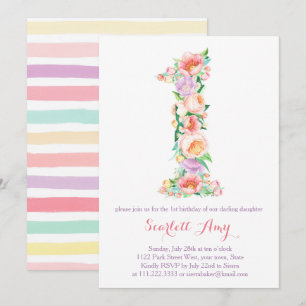 Pastels Spring Summer 1st Birthday Party Invites
