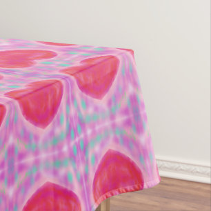 Pastels watercolor pink and pale blue with red tablecloth