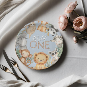 PastelTropical Wild One Jungle Safari Animals Paper Plate