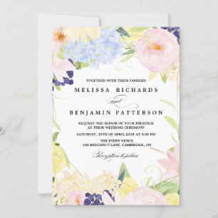 Paster Spring Flowers Wedding Invitation