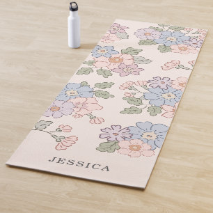 Pasterl Flowers on the light pink background Yoga Mat