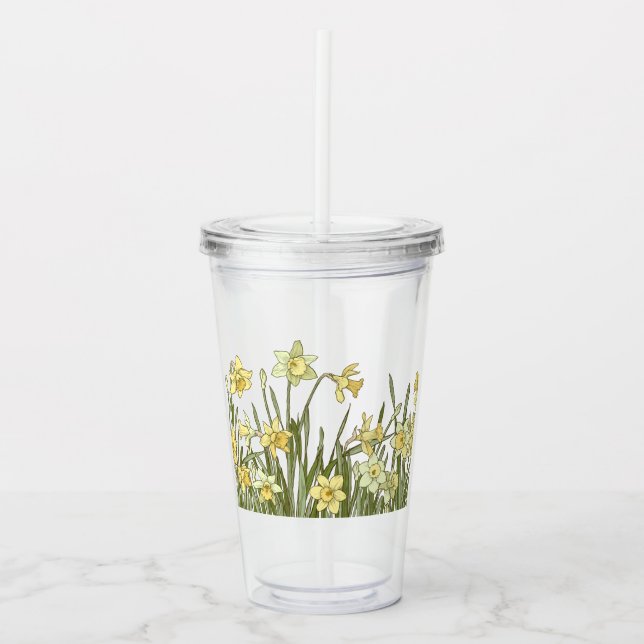 Pastic glass floral border of yellow daffodils (Front)
