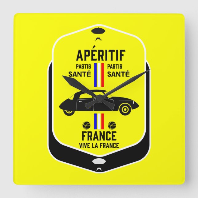 Pastis de Marseille France Square Wall Clock (Front)