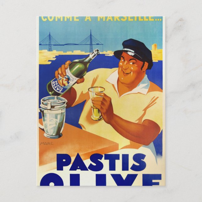 Pastis Olive - Comme a Marseille Postcard (Front)