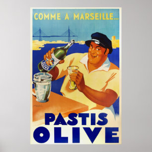 Pastis Olive - Comme a Marseille Poster
