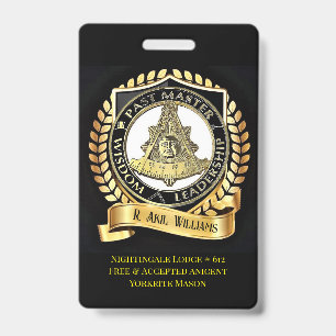 Pastmaster/ Knight Templar ID Badge