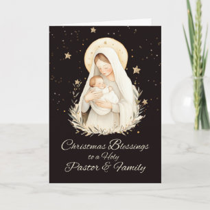 Pastor and Family Christmas Blessings Madonna Card