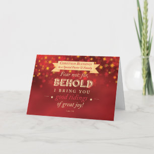 Pastor and Family Christmas Blessings Red, Gold Holiday Card