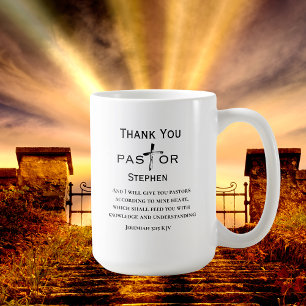 Pastor Appreciation Cross Scripture Personalised  Coffee Mug
