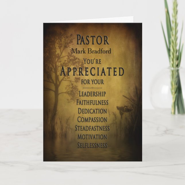 Pastor Appreciation Day - Earthy - Name Insert Car Card (Front)