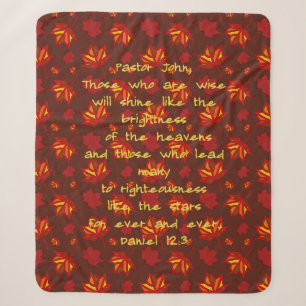 Pastor Appreciation Fall Leaves Scripture Sherpa Blanket