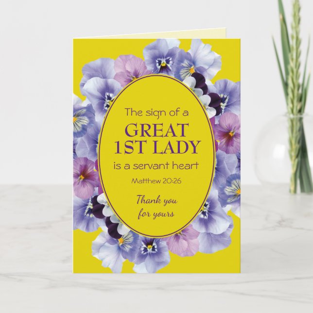 PASTOR APPRECIATION Floral 1ST LADY  Thank You Card (Front)
