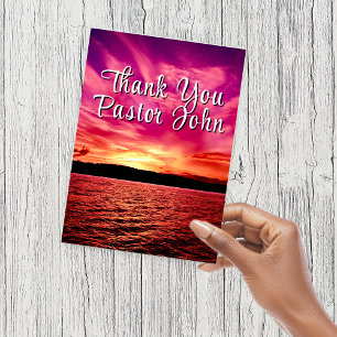 Pastor Appreciation Postcard   Ocean Pink Sunset