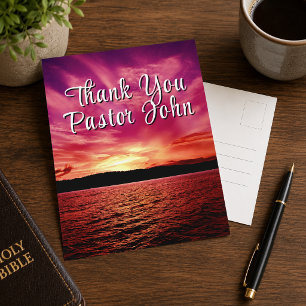 Pastor Appreciation Postcard Ocean Pink Sunset