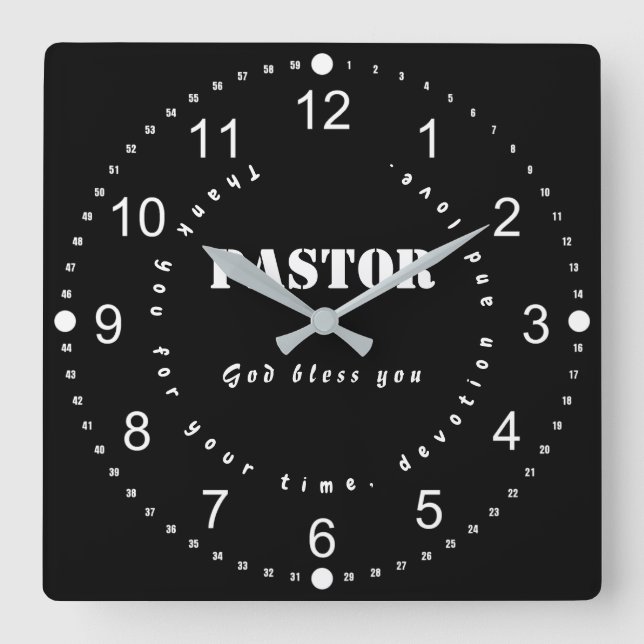 Pastor Appreciation Thank You for Time Pocket Watc Square Wall Clock (Front)