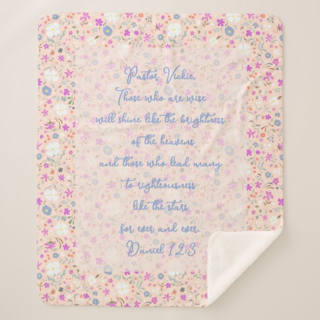 Pastor Appreciation Woman Botanical Scripture Sherpa Blanket (Front)