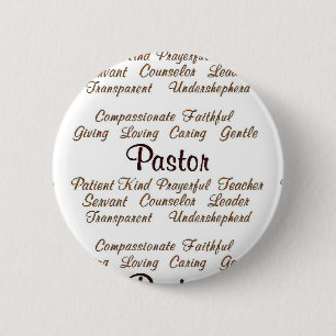 Pastor Attributes 6 Cm Round Badge