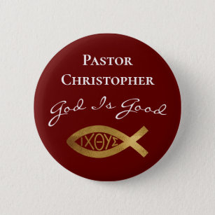 Pastor Christian Church God Is Good Ministry Red 6 Cm Round Badge