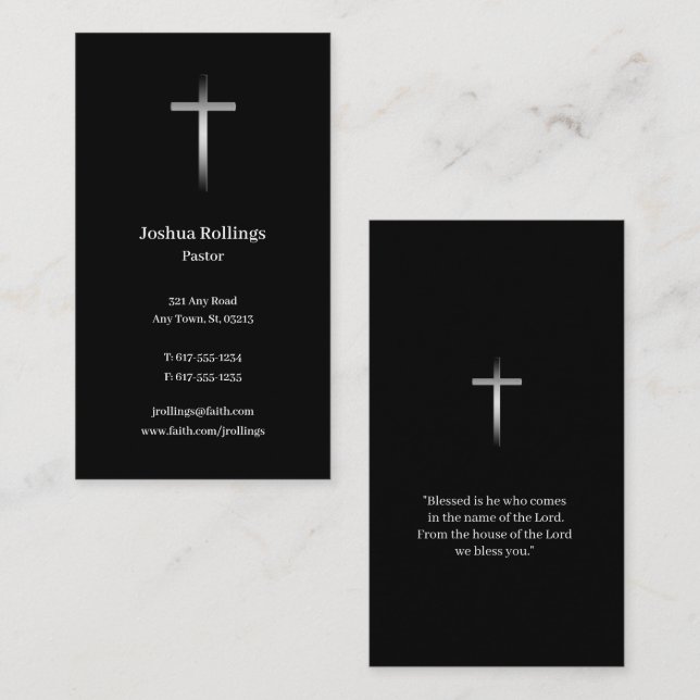 Pastor | Christian Cross Business Card (Front/Back)