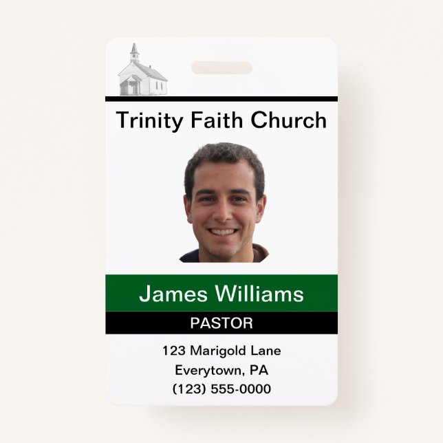 Pastor Custom Badge ID Badge (Front)