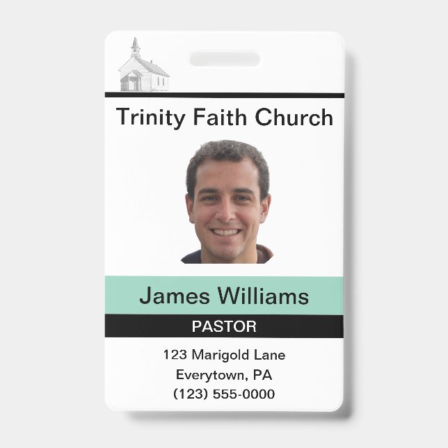 Pastor Custom Badge ID Badge (Front)