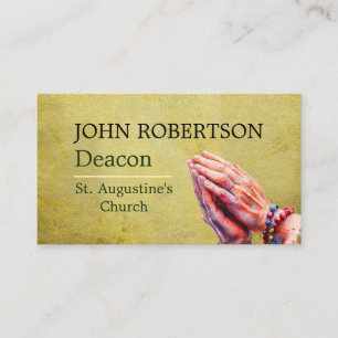 Pastor Deacon Praying Hands Church Religious Business Card