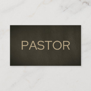Pastor Faded Black Distressed Leather Church Business Card