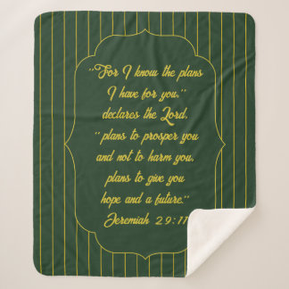 Pastor Gift Plans for You Scripture Green Stripes  Sherpa Blanket