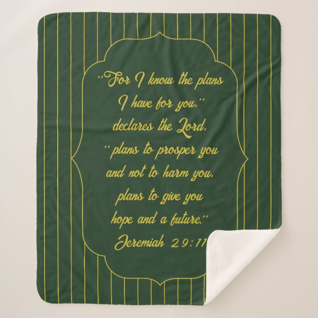 Pastor Gift Plans for You Scripture Green Stripes  Sherpa Blanket (Front)