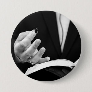 Pastor Holding Ring 7.5 Cm Round Badge