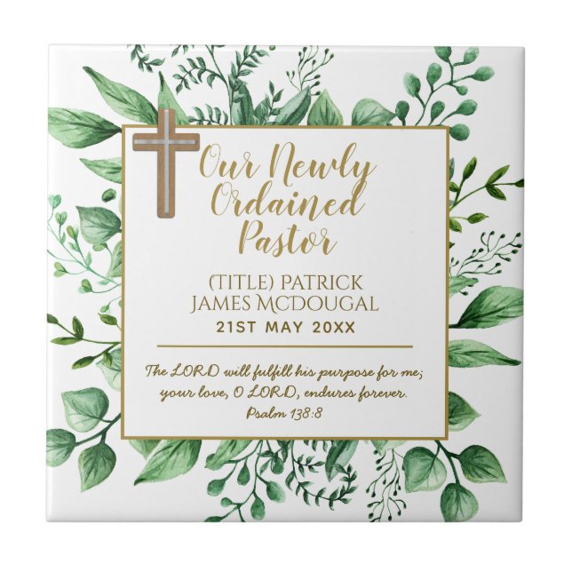 Pastor Installation Newly Ordained Gift Customised Tile (Front)