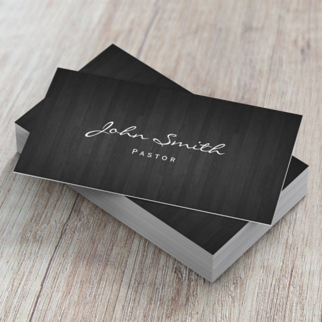 Pastor Minister Classy Dark Wood Church Business Card (Creator Uploaded)