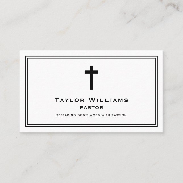 Pastor Minister Religious Cross Crhistian Church Business Card (Front)
