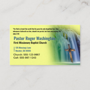 Pastor or Deacon Cross waterfall Church Business C Business Card