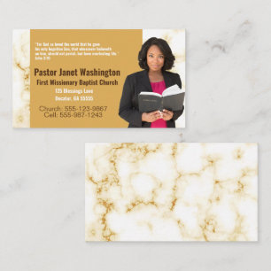 Pastor or Deacon Gold Marble Photo Church Business Business Card