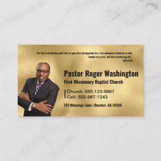Pastor or Deacon Gold Photo Church Business Card