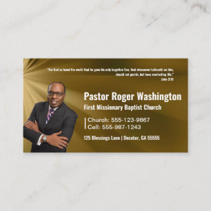 Pastor or Deacon Gold Photo Church Business Card