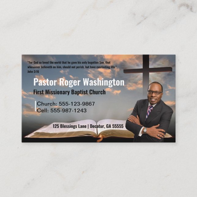 Pastor or Deacon Photo Church Business Card (Front)