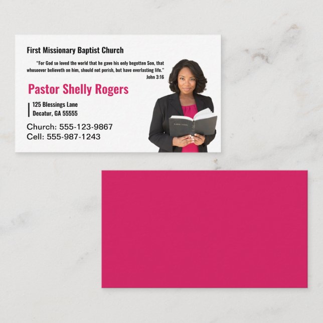 Pastor or Deacon Photo Church Business Card (Front/Back)