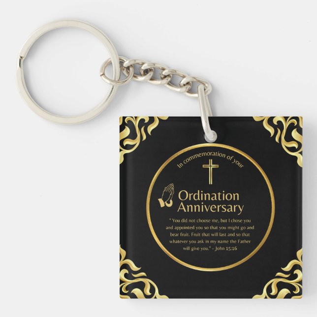 Pastor Ordination Anniversary Priest Clergy Nun Key Ring (Front)
