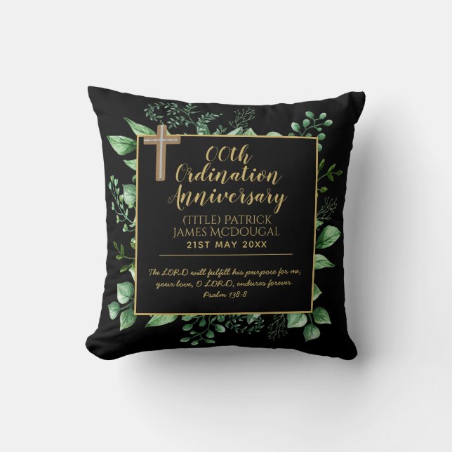 PASTOR Ordination Anniversary Verse - Personalised Cushion (Front)
