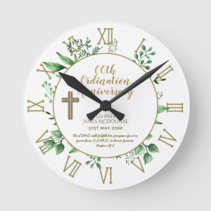 PASTOR Ordination Anniversary Verse - Personalised Round Clock