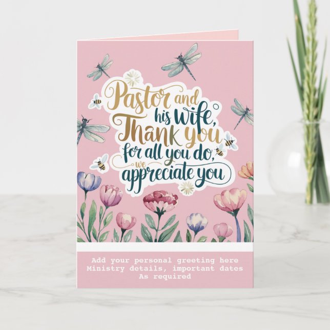 ✝️ Pastor Pastor's Wife Appreciation Anniversary   Thank You Card (Front)