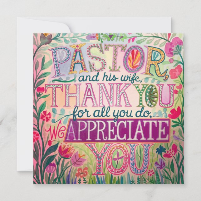 ✝️ Pastor Pastor's Wife Appreciation Anniversary   Thank You Card (Front)
